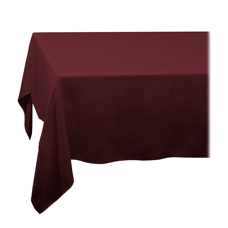 Large Wine Linen Sateen Tablecloth - Hand-Crafted Linen Woven Textile - Luxurious & Intricate Soft Sateen Tablecloth