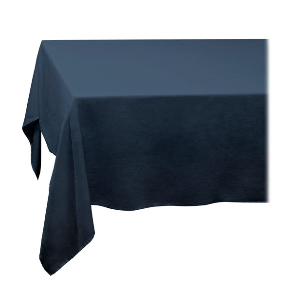 Large Blue Linen Sateen Tablecloth - Hand-Crafted Linen Woven Textile - Luxurious & Intricate Soft Sateen Tablecloth