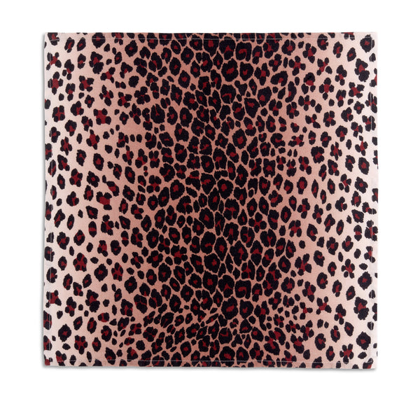 Pink Linen Sateen Leopard Napkins - Hand-Crafted in Portugal - Bold 100% Linen Woven Napkins by L'OBJET