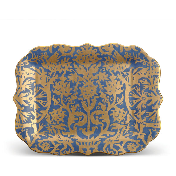 Fortuny Pergolesi Rectangular Platter in Blue - Vibrant Designs Reminiscent of the Artisans of Venice - Crafted from Unique Earthenware and Metals