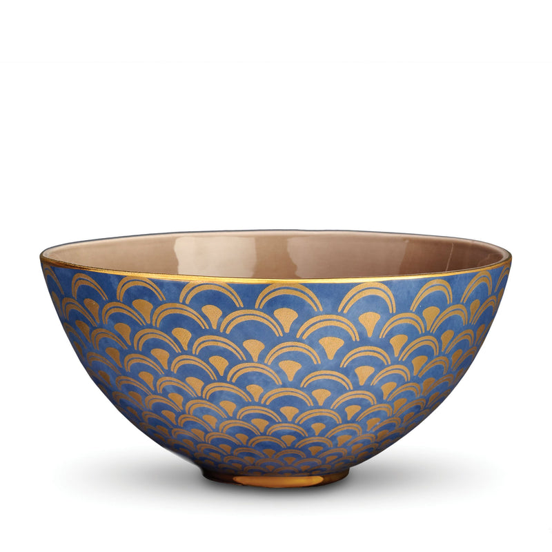 Large Fortuny Papiro Serving Bowl in Blue - Vibrant Designs Reminiscent of the Artisans of Venice - Crafted from Unique Earthenware and Metals
