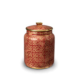 Small Fortuny Canister in Red - Vibrant Designs Reminiscent of the Artisans of Venice - Crafted from Unique Earthenware and Metals