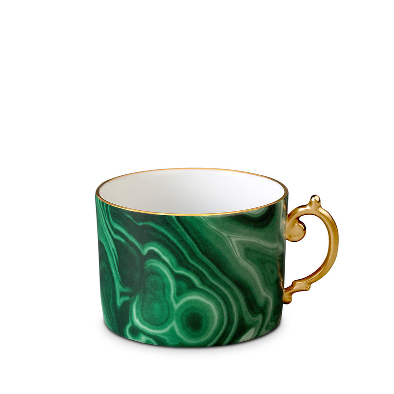 Malachite Tea Cup in Green - Made of Limoges Porcelain and Earthenware - Hand-Gilded with 24K Gold Accent