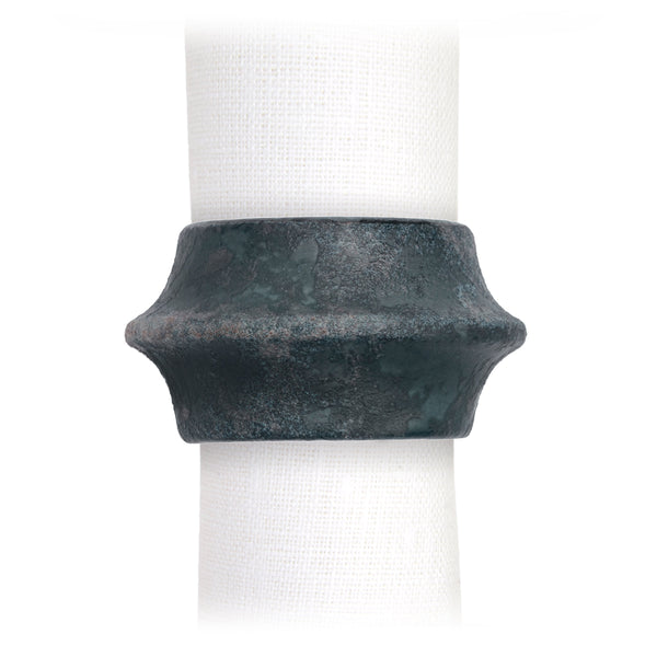 Aged Iron Terra Cuff Napkin Rings Made of Porcelain - Refined with a Glaze Finish, Aged Iron Aesthetic is Elegant & Timeless