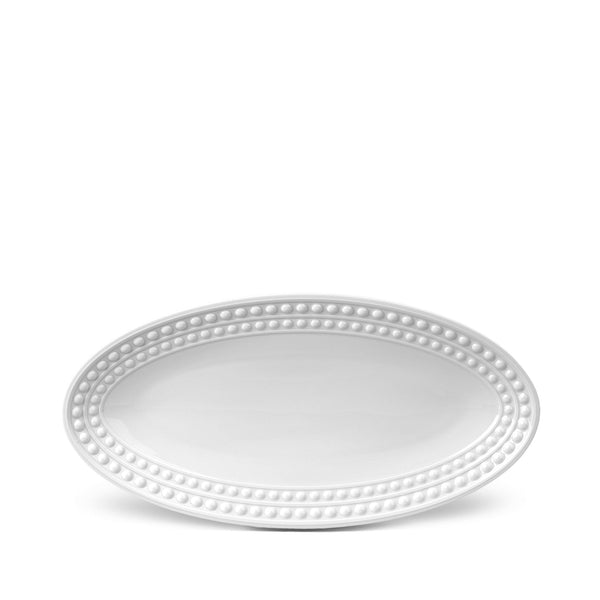 Small Perlée Oval Platter in White - Timeless and Sophisticated Dinnerware Crafted from Limoges Porcelain