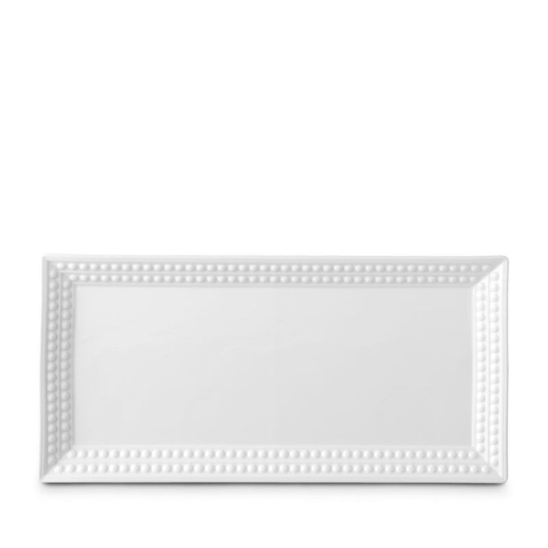 Medium Perlée Rectangular Platter in White - Timeless and Sophisticated Dinnerware Crafted from Limoges Porcelain