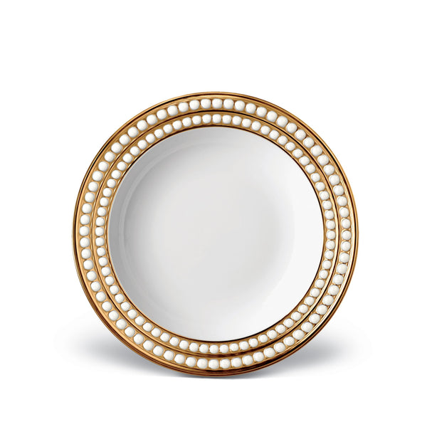 Perlée Soup Plate in Gold - Timeless and Sophisticated Dinnerware Crafted from Limoges Porcelain and Infused with Detailed Craftsmanship