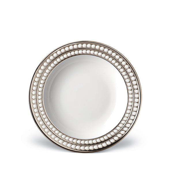Perlée Soup Plate in Platinum - Timeless and Sophisticated Dinnerware Crafted from Limoges Porcelain and Infused with Detailed Craftsmanship