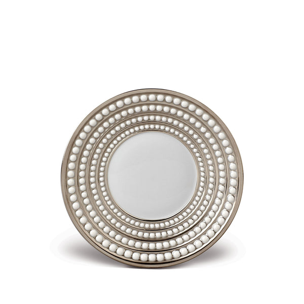 Perlée Saucer in Platinum - Timeless and Sophisticated Dinnerware Crafted from Limoges Porcelain