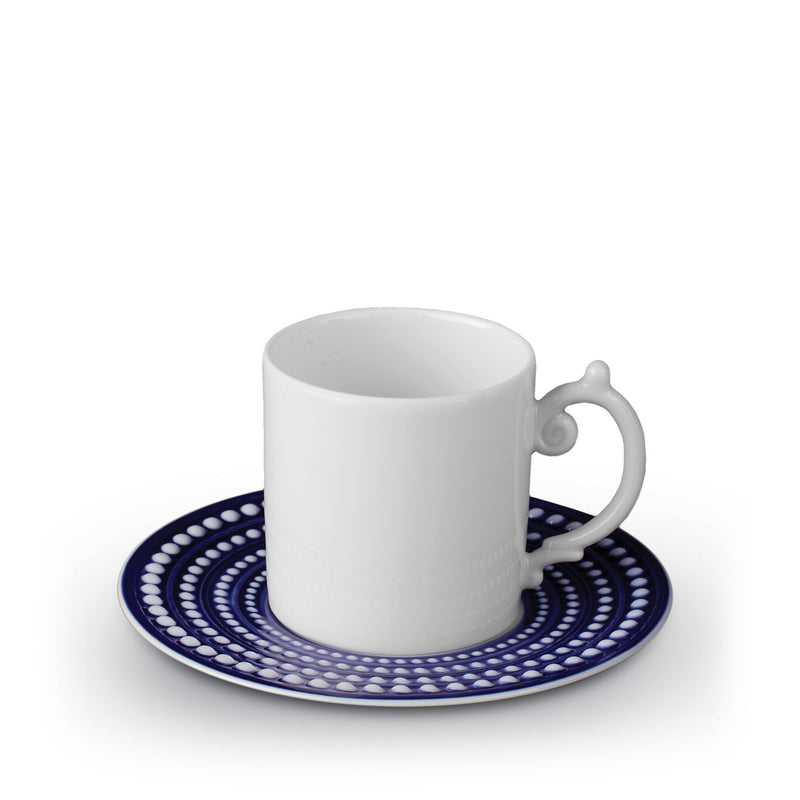 Perlée Espresso Cup and Saucer in Bleu - Timeless and Sophisticated Dinnerware Crafted from Limoges Porcelain