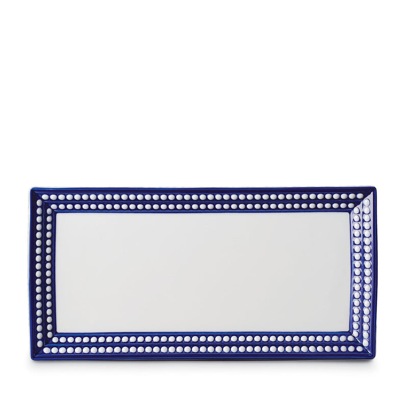 Medium Perlée Rectangular Platter in Bleu - Timeless and Sophisticated Dinnerware Crafted from Limoges Porcelain