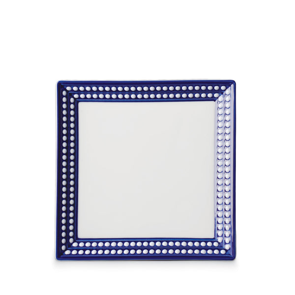 Small Perlée Square Tray in Bleu - Timeless and Sophisticated Dinnerware Crafted from Limoges Porcelain and Infused with Detailed Craftsmanship