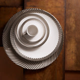 Platinum Corde Tableware - Nod to Old-World Silk Cords - Sculptural and Timeless with Hand-Painted Porcelain - Classic Craftsmanship