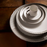 Platinum Corde Dinnerware - Nod to Old-World Silk Cords - Sculptural and Timeless with Hand-Painted Porcelain - Classic Craftsmanship