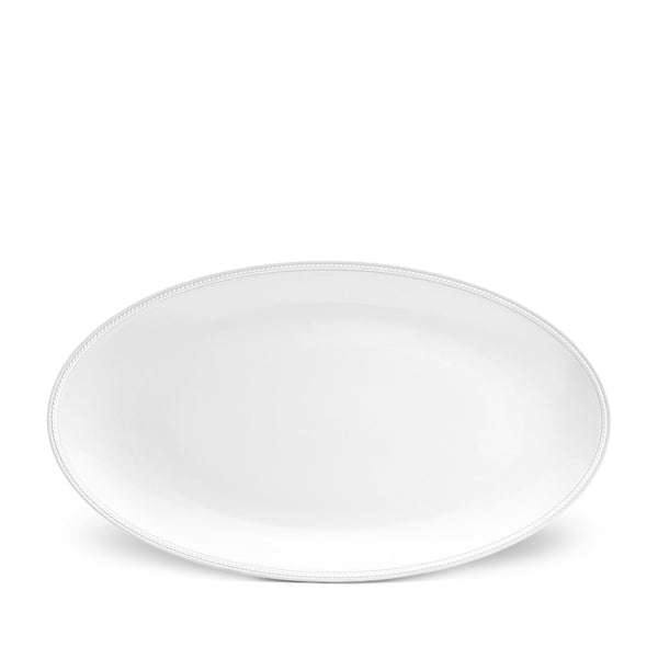 Large Soie Tressée Oval Platter in White - Classic Yet Modern Design Made of Limoges Porcelain Creates a Contemporary Look on an Ancient Shape