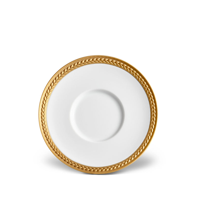 Soie Tressée Saucer in Gold - Classic Yet Modern Design Made of Limoges Porcelain Creates a Contemporary Look on an Ancient Shape