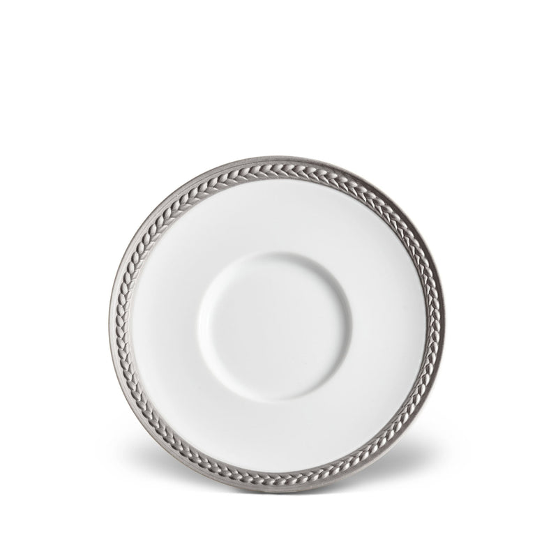 Soie Tressée Saucer in Platinum - Classic Yet Modern Design Made of Limoges Porcelain Creates a Contemporary Look on an Ancient Shape