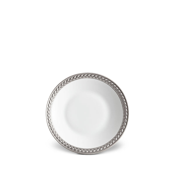 Soie Tressée Sauce Dish and Spoon Rest in Platinum - Classic Yet Modern Design Made of Limoges Porcelain