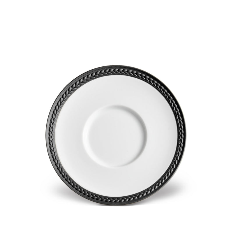 Soie Tressée Saucer in Black - Classic Yet Modern Design Made of Limoges Porcelain Creates a Contemporary Look on an Ancient Shape
