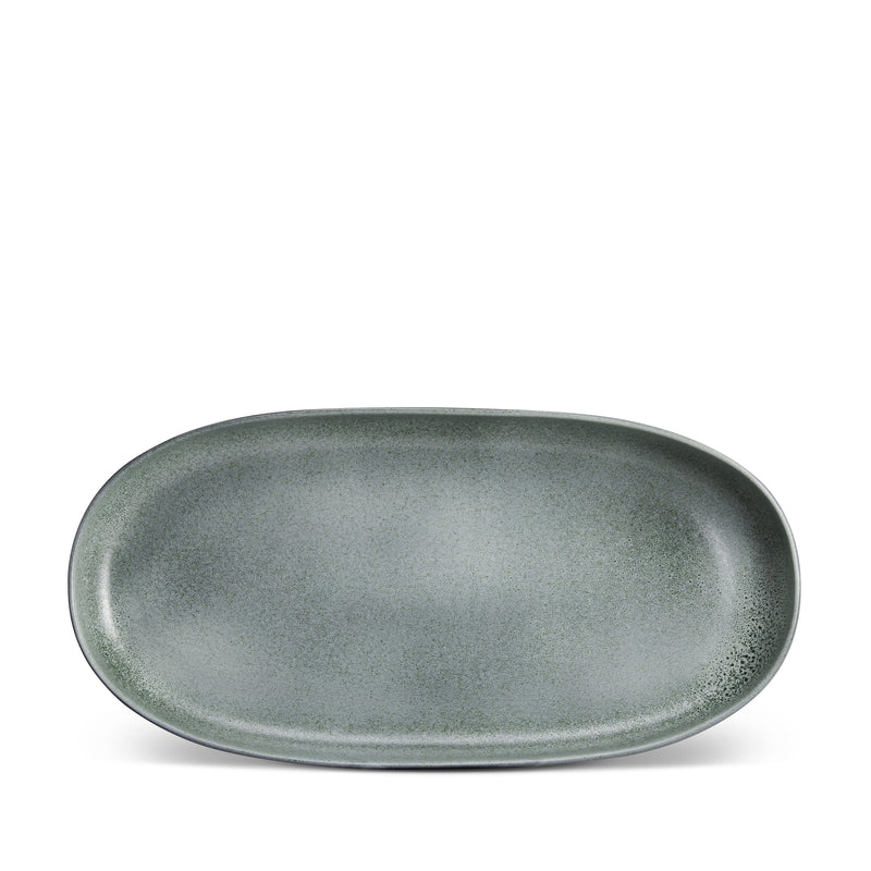 Medium Terra Oval Platter in Seafoam by L'OBJET - Hand-Crafted from Porcelain and Glazed Meticulously - Organic Shape