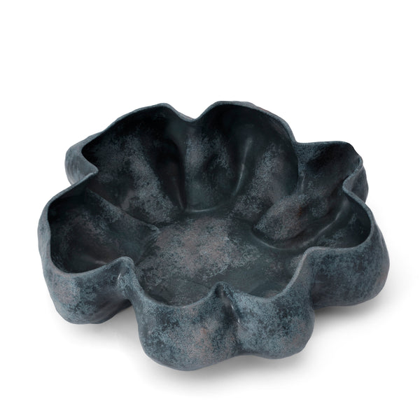 Large Timna Bowl in Aged Iron - Sculpted from Porcelain - Flowing Vessel Features Exemplary Craftsmanship with Detailed Finish