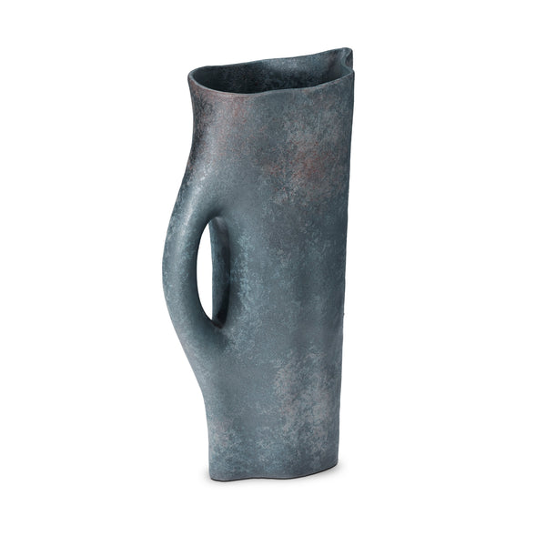 Timna Pitcher in Aged Iron - Sculpted from Porcelain - Flowing Vessel Features Exemplary Craftsmanship with Detailed Finish