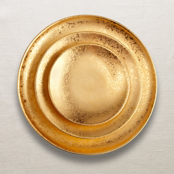 Gold Alchimie Bread and Butter Plate by L'OBJET Incorporates 24K Gold in a Timeless Collection - Accentuated with a Luxurious Patina