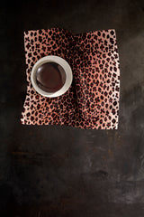 Linen Sateen Leopard Napkins - Pink (Set of 4)