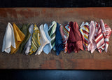 Linen sateen napkins - ecru, mustard, olive, light blue,  red, pink, yellow, brown and ivory hues.