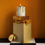 Beehive Candle by L'OBJET - Elevated Geometric Shapes - Adorned with Hand-Gilded Drips of 24K Gold