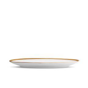 Small Soie Tressée Oval Platter in Gold - Classic Yet Modern Design Made of Limoges Porcelain